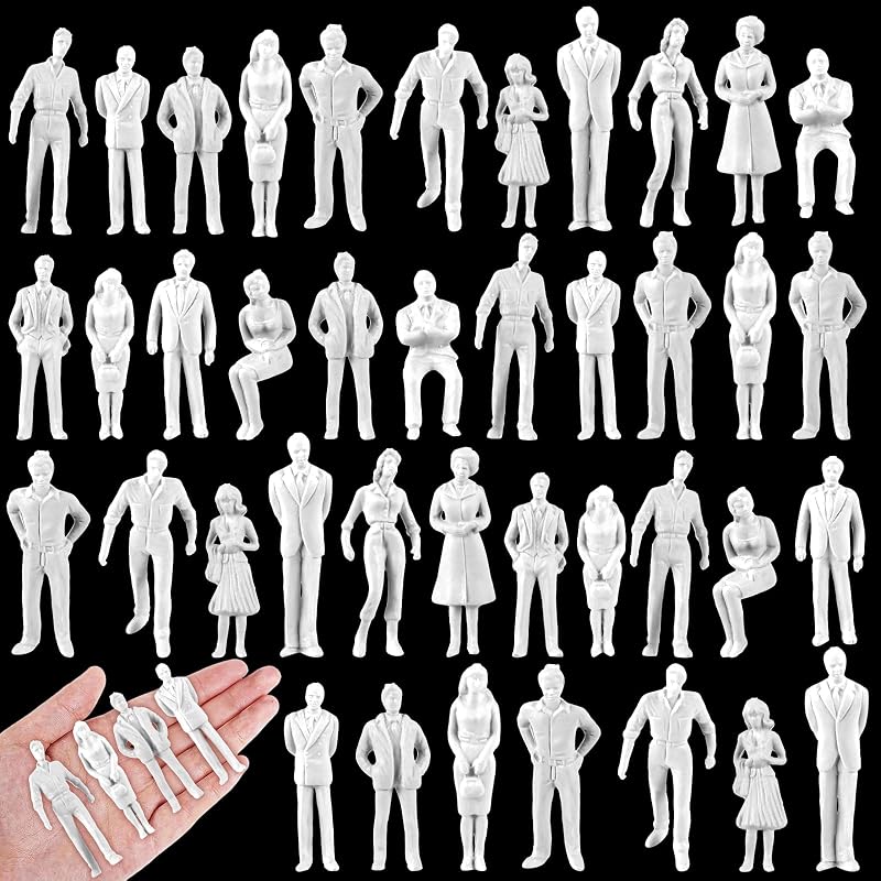 Namalu 50 Pcs MaĂźstab 1:25 Miniatur Figuren fĂĽr Modellbau 2,95 Zoll Stehende und Sitzende Unbemalte WeiĂźe Modelleisenbahn Architekturmodell Kleine Modelle von Menschen fĂĽr Miniatur Szenen