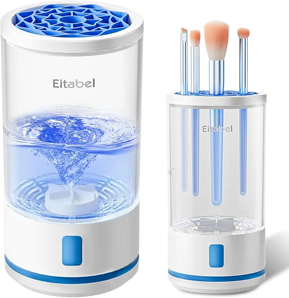 Makeup Brush Cleaner machine, 2 in 1 Makeup Brush Cleanser & Washer, 7000 RPM High-Speed Deep Cleaning, Portable Automatic Cosmetic Brush Cleaner for All Makeup Brush and Sponge, Clear