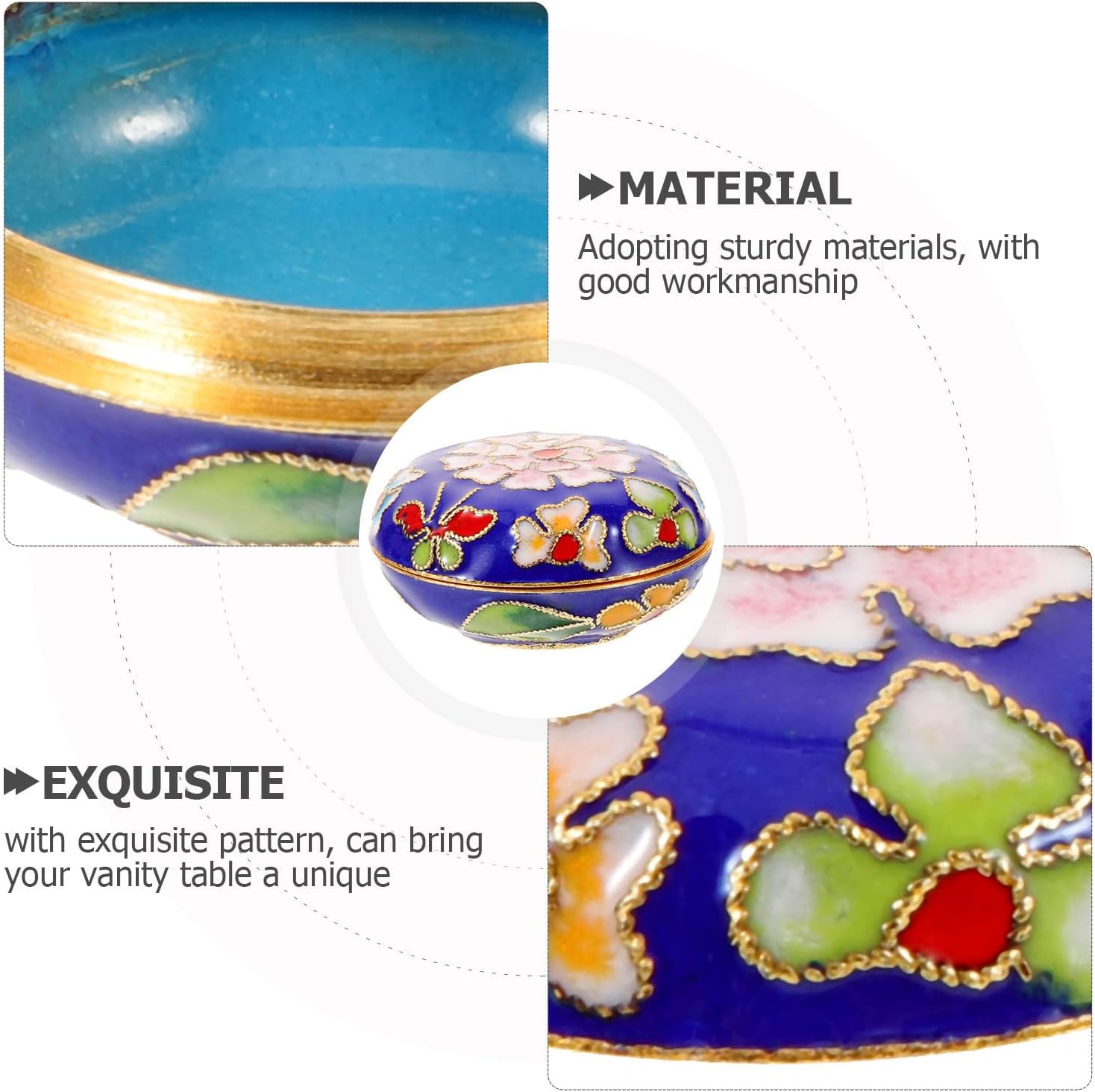 Jewelry Box Chinese Style Cloisonne with Lid for Earrings image 3