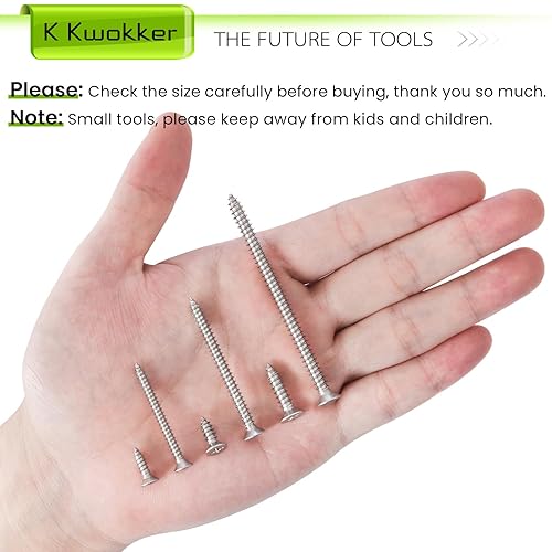 Miniatura 5 de 540 tornillos autorroscantes #6#8#10 Kit surtido de tornillos para madera, puntas Phillips, tornillos para paneles de yeso de cabeza plana, juego de