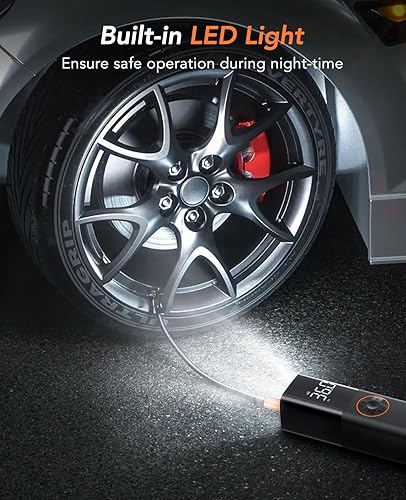 Miniatura 8 de ZGZUXO Inflador de neumáticos inalámbrico e inflador de neumáticos DC 12V, compresor de aire portátil para neumáticos de automóvil, bomba de aire de