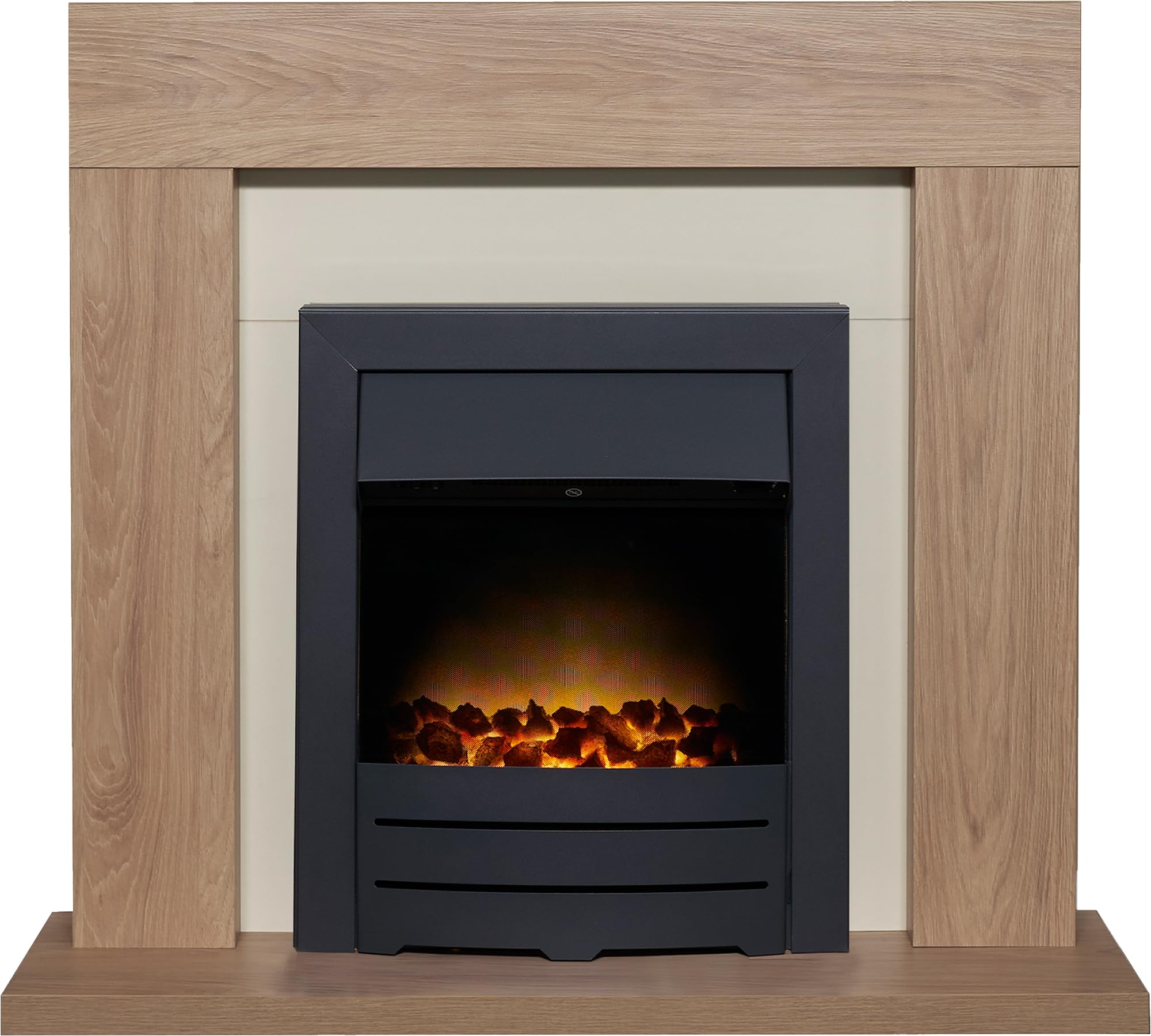 Adam Black Malmo Fireplace In Oak & Cream With Colorado Electric Fire In 39 Inch