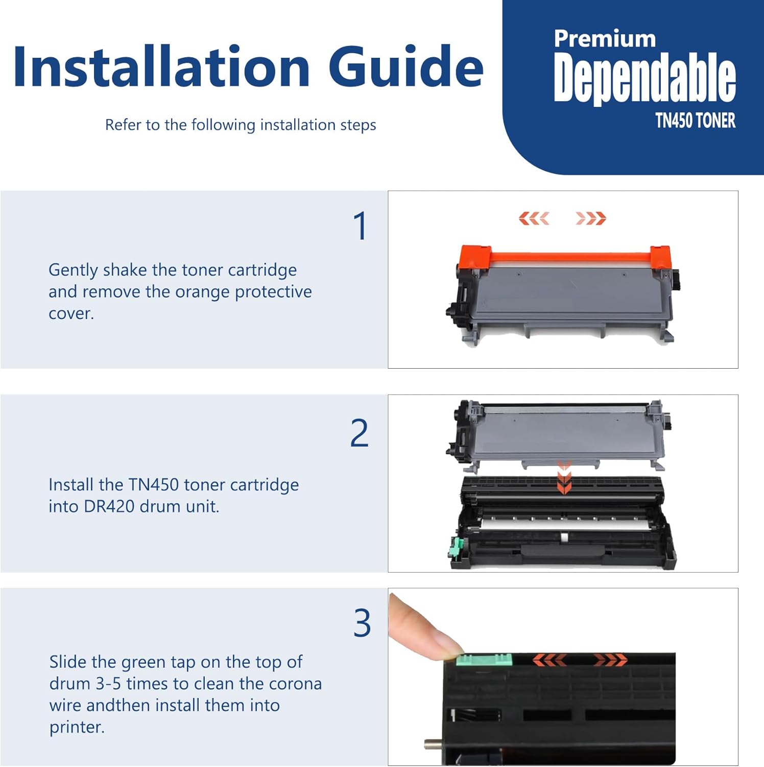 TN450 Toner Cartridge Black High Yield 2-Pack Replacement for Brother TN-450 HL-2270dw HL-2280dw MFC-7860dw IntelliFax 2840 2940 Printers