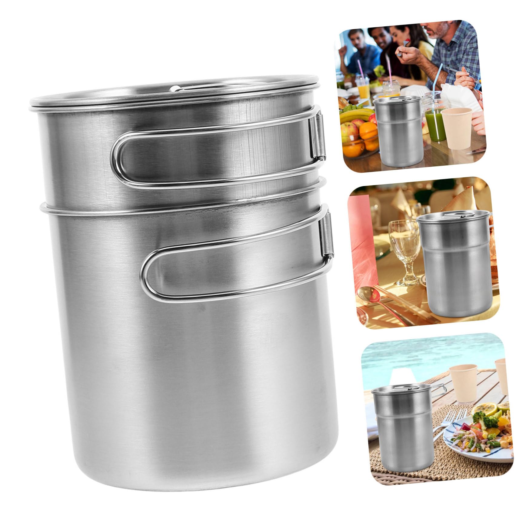 Toddmomy 2 Stück Klappbare Edelstahlbecher mit Griffen für Camping und Outdoor Aktivitäten Leichte Stapelbare Tassen für Wanderungen und Rostfrei Elegant und Funktional