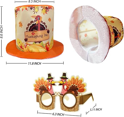 Miniatura 2 de Juego de 12 lentes de papel para Acción de Gracias, sombreros de pavo, para fiesta de Acción de Gracias, accesorios de disfraces