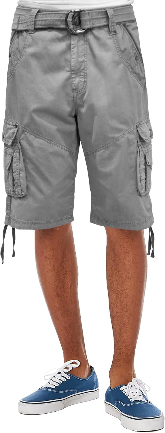 Fried-Denim Mens Everyday Poplin Belted Cargo Fairfax Shorts