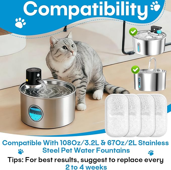 Pack de 12 Filtros y 12 Esponjas para Bebedero de Agua para Gatos miniatura 5