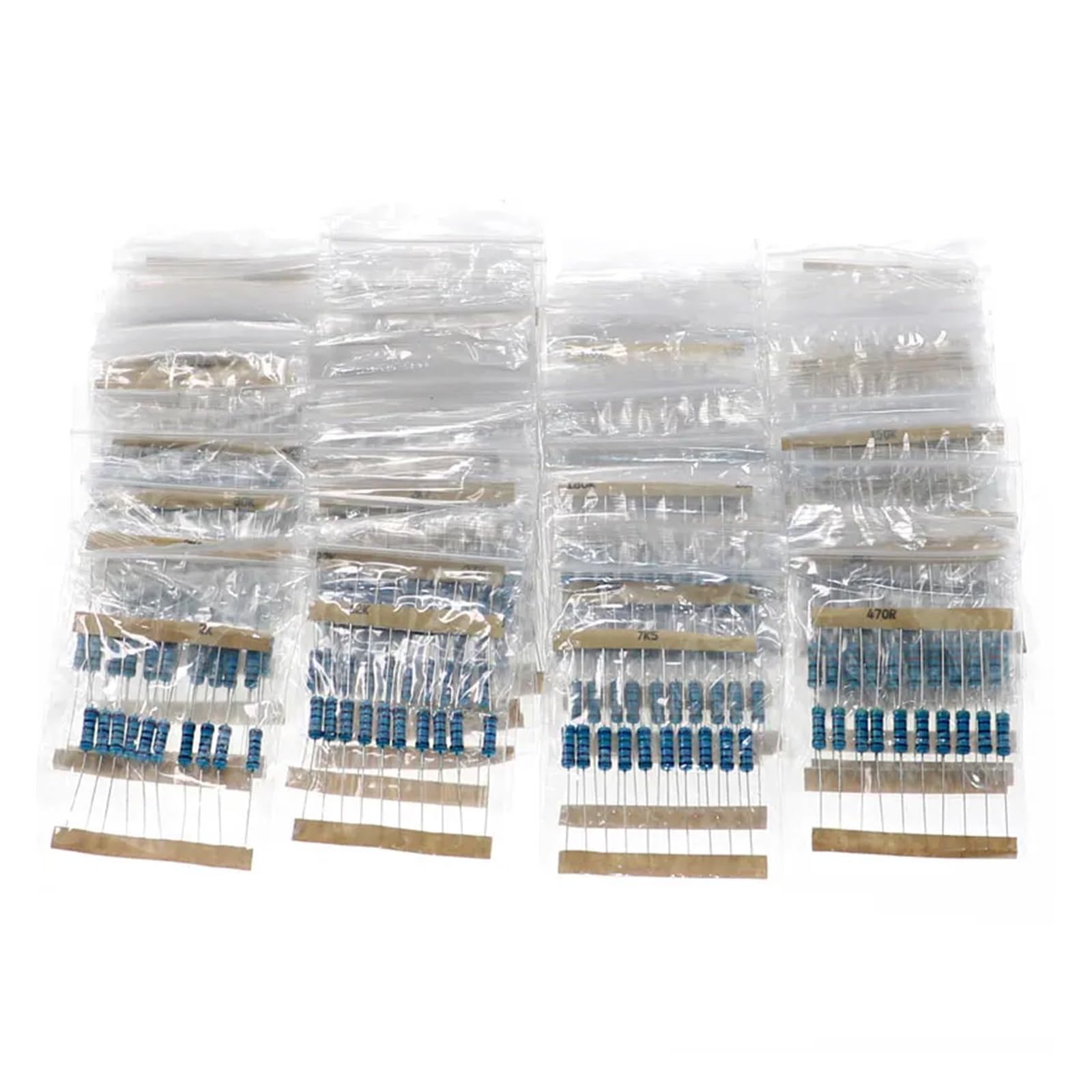 Kit Surtido de resistencias de película metálica (1000 Unidades/Lote, 100 valores, 1 ohmio-1 M Ohm, 1 W, 1