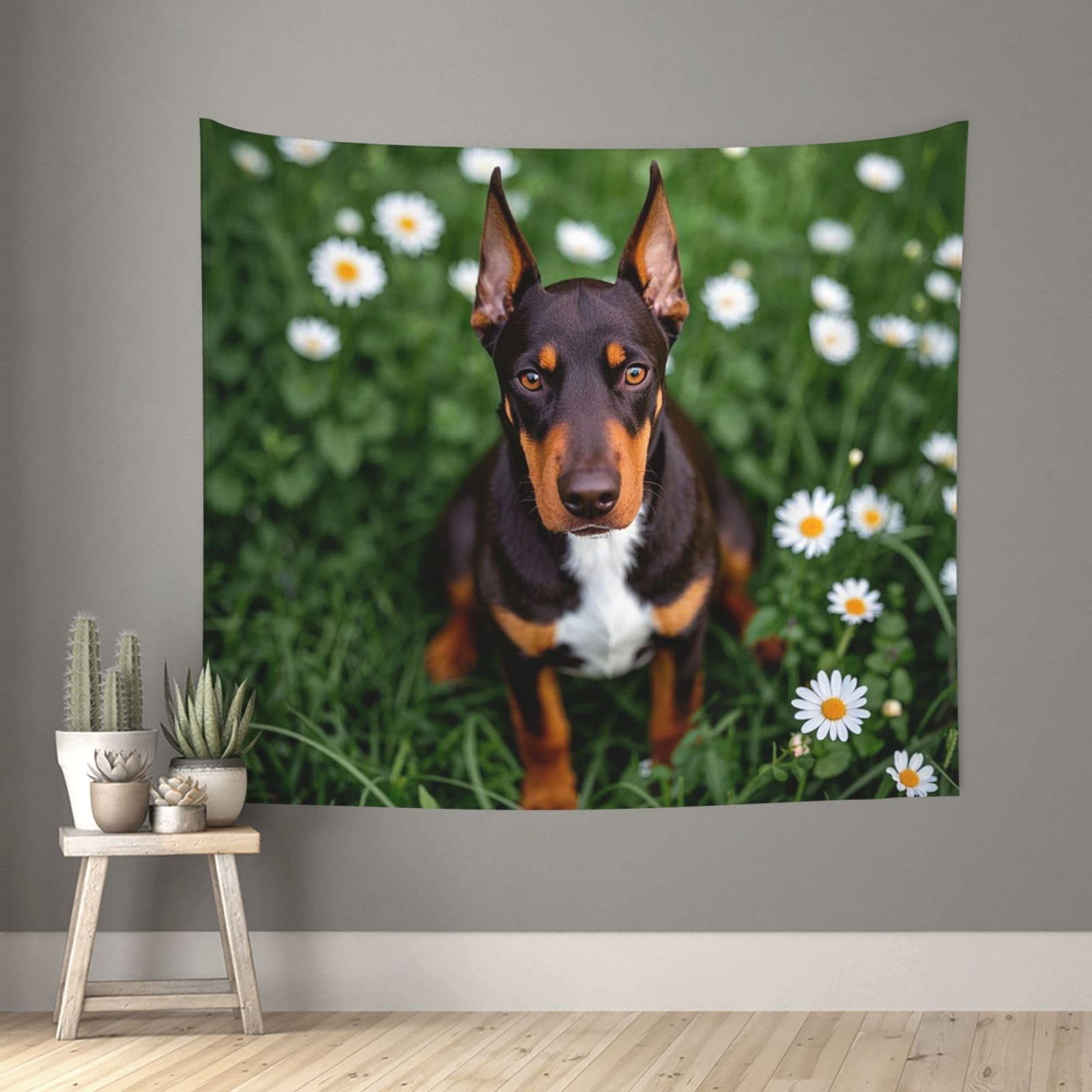 FodPand Cute Pet Doberman Pinscher Tapestry for Bedroom Aesthetic, Wall Hanging Tapestries Art Decor Backdrop Wall Tapestry for Dorm Living Room Funny Poster Party Banner Background 51" X 60"