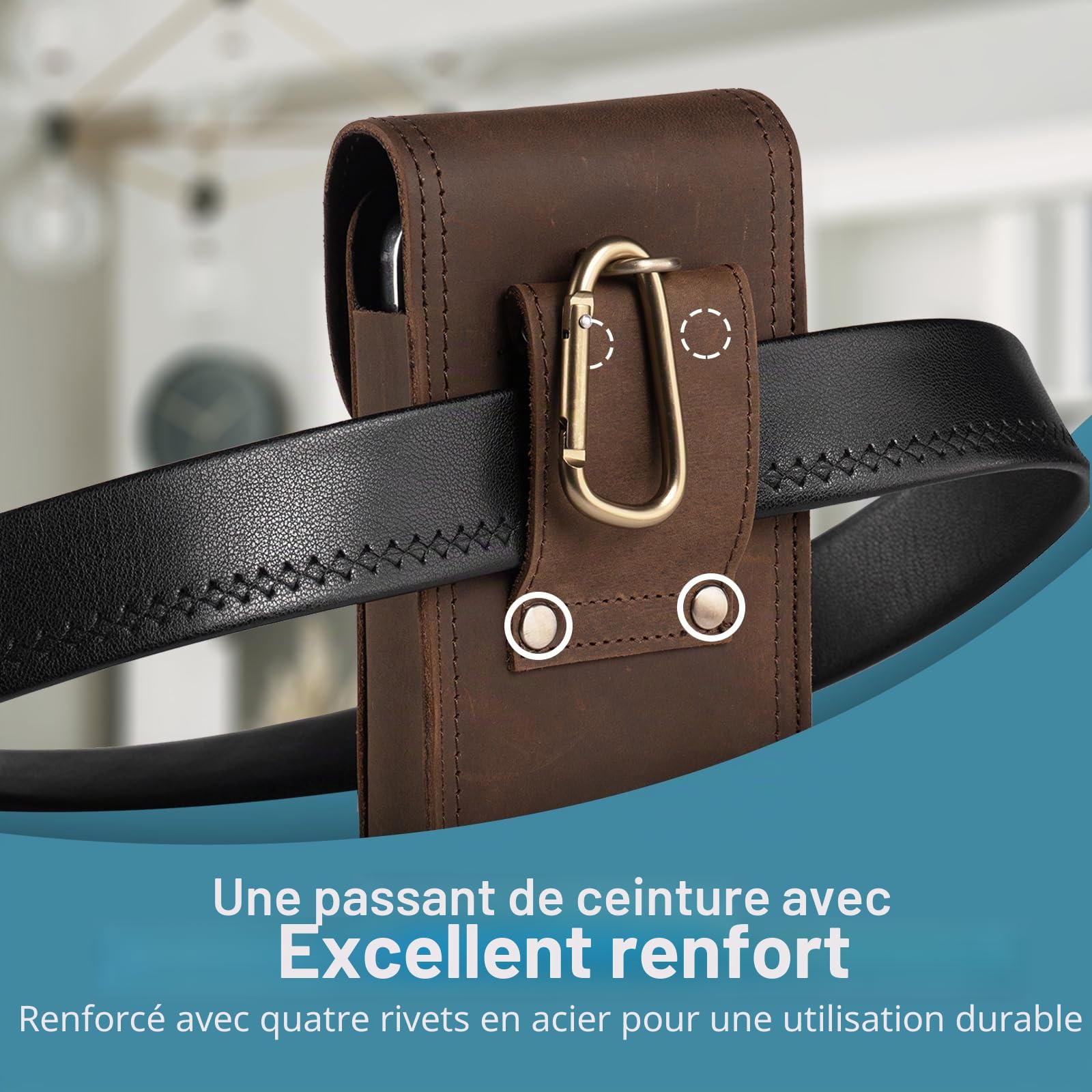 Étui de téléphone portable en cuir véritable pour iPhone 17 Pro Max 16 Pro Max 15 Pro Max 14 Pro Max 13 Pro Max Samsung Galaxy S25 Ultra S24 Ultra Étui avec clip ceinture et support de