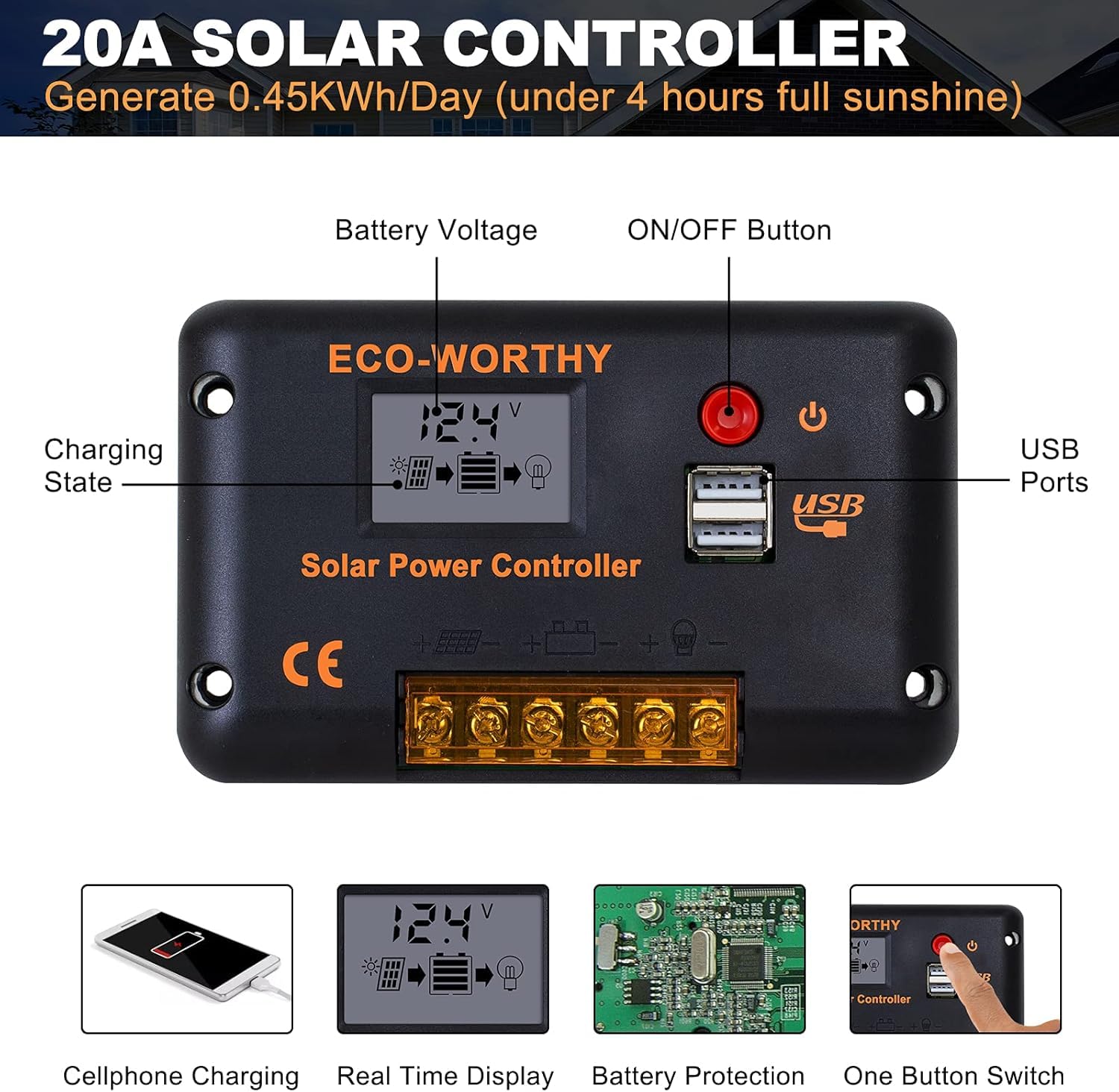 DCHOUSE Solarpanel 100W 12V Monokristallin Solarpanel ideal für Wohnmobil, Gartenhäuse, Boot, Hohe Effizienz Photovoltaik Mono Solarzelle (100W)