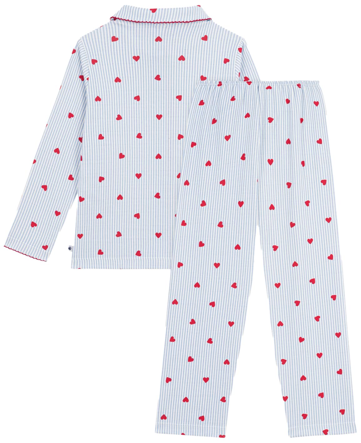 Petit Bateau Pigiama Abbottonato Bambino in Cotone a Cuori, 10A, Bianco/Multico