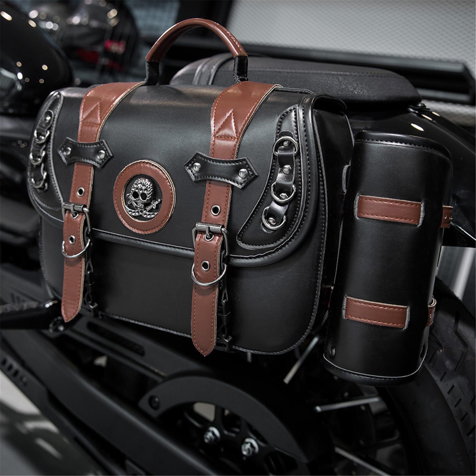 Allgemeine Satteltaschen PU Leder wasserdichte Seitentasche Pendler Motorradtaschen Einfach Zu Verwenden Für Fahrräder PU Leder Satteltaschen