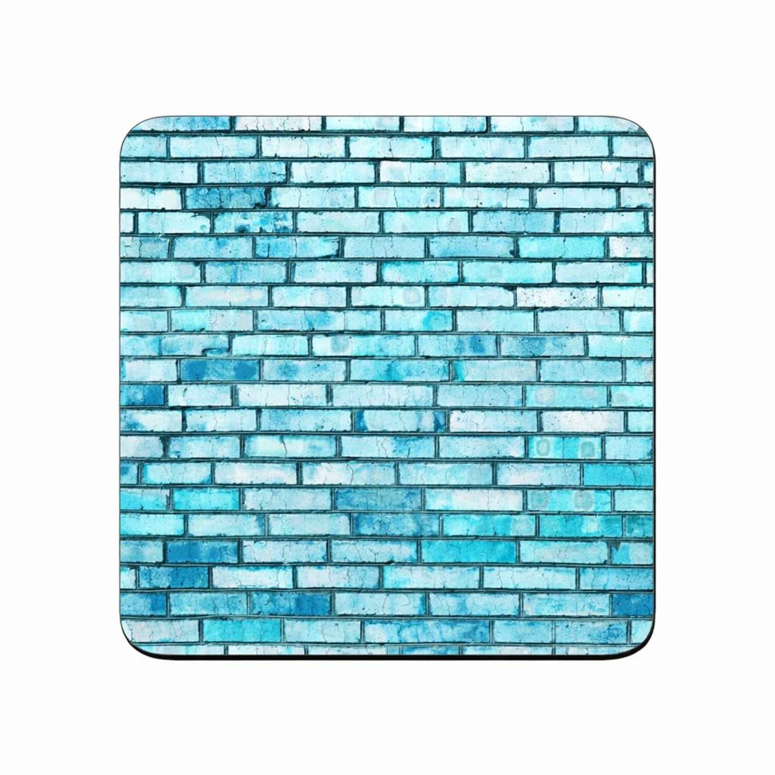 Half A Donkey Multicolor Blue Brick Pattern Coaster – Modern Square Drink Mat