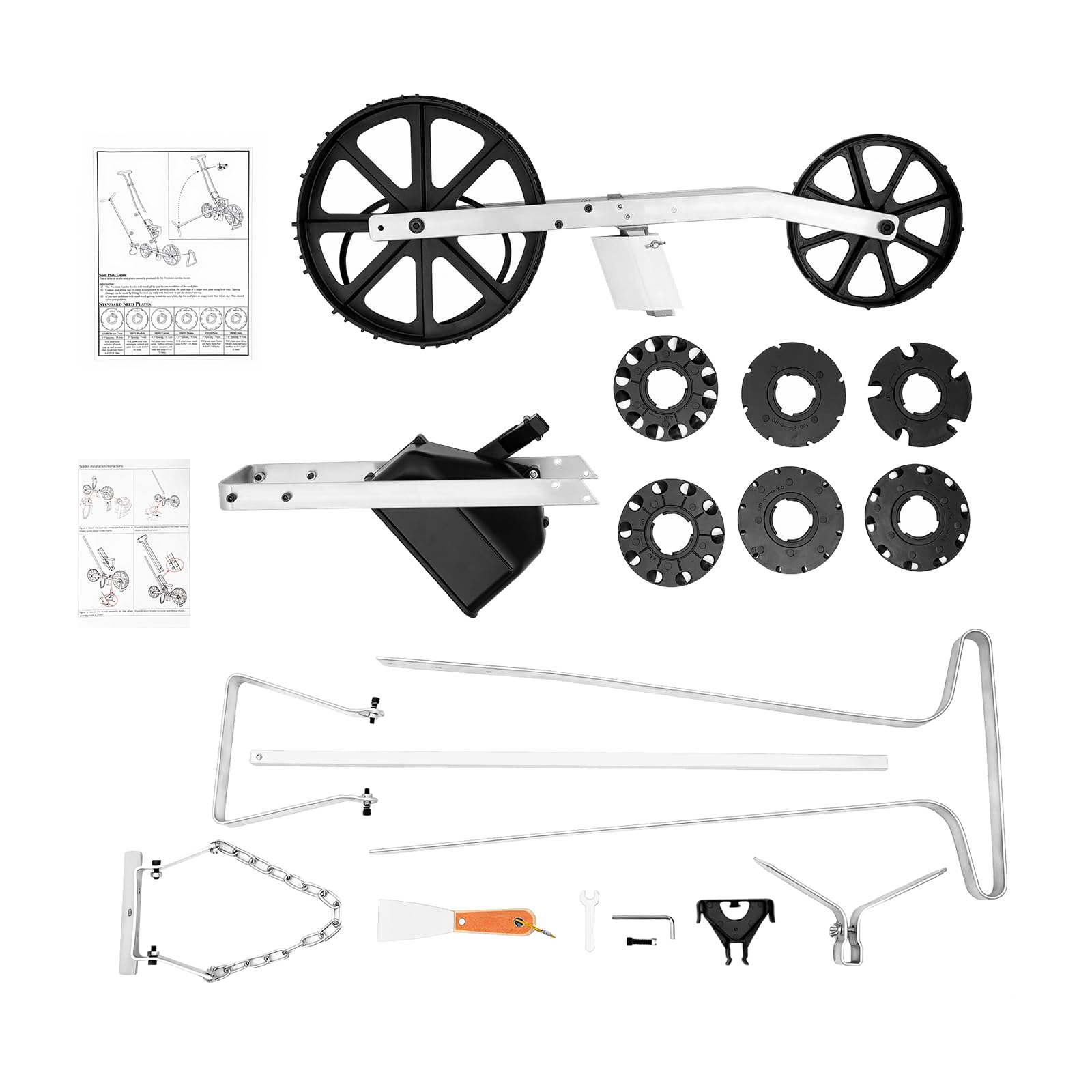 Sembradora de Jardín Manual Ajustable en Altura Máquina de Siembra de Fila Única Dispositivo de Siembra de Granos Individual, Siembra para Semillas como Maíz, Puerro, Espinaca, Zanahoria