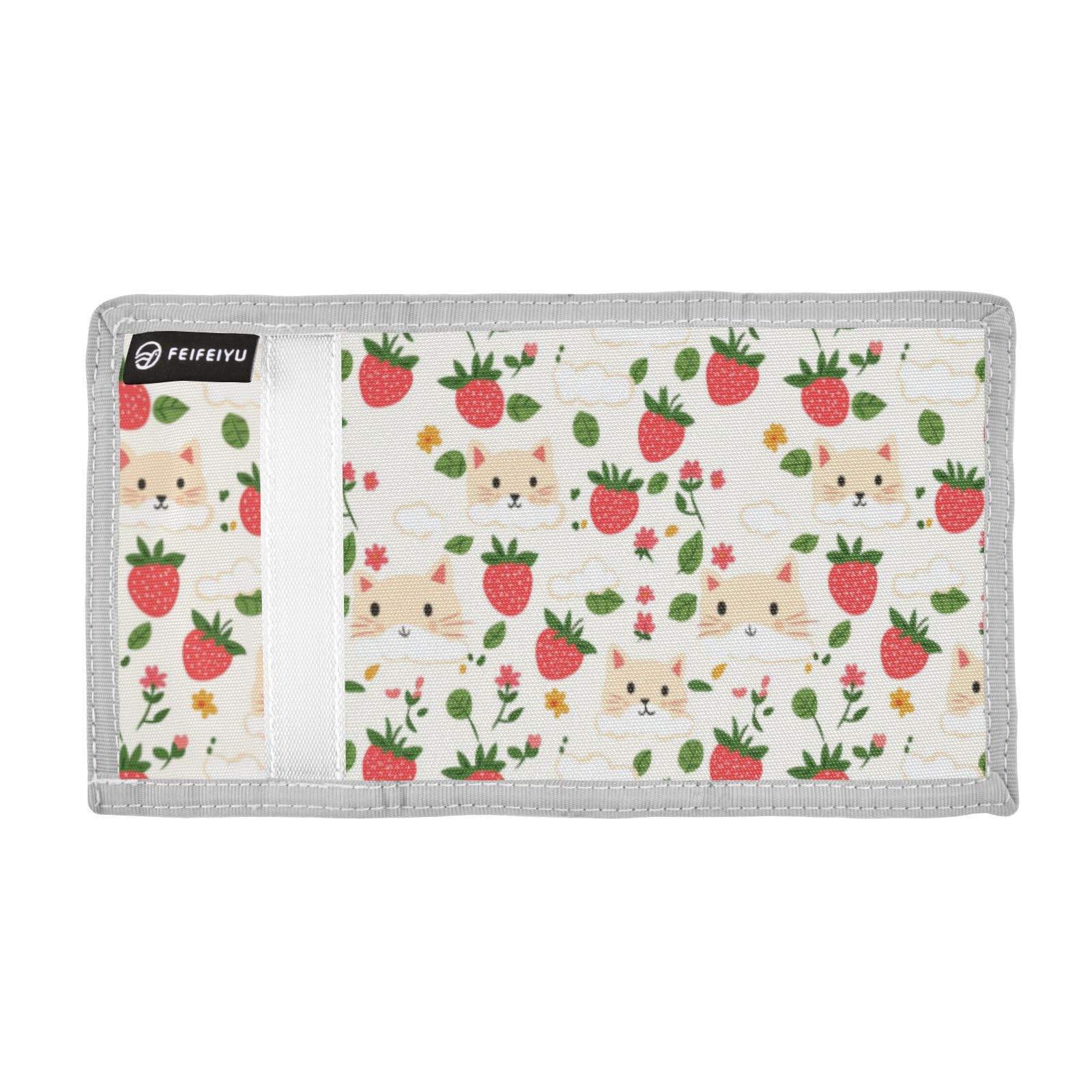 Wusikd Cat Flowers Kids Wallet for Boys Girls Strawberry Toddler Trifold Wallet Novelty Wallet for Teens Women Men