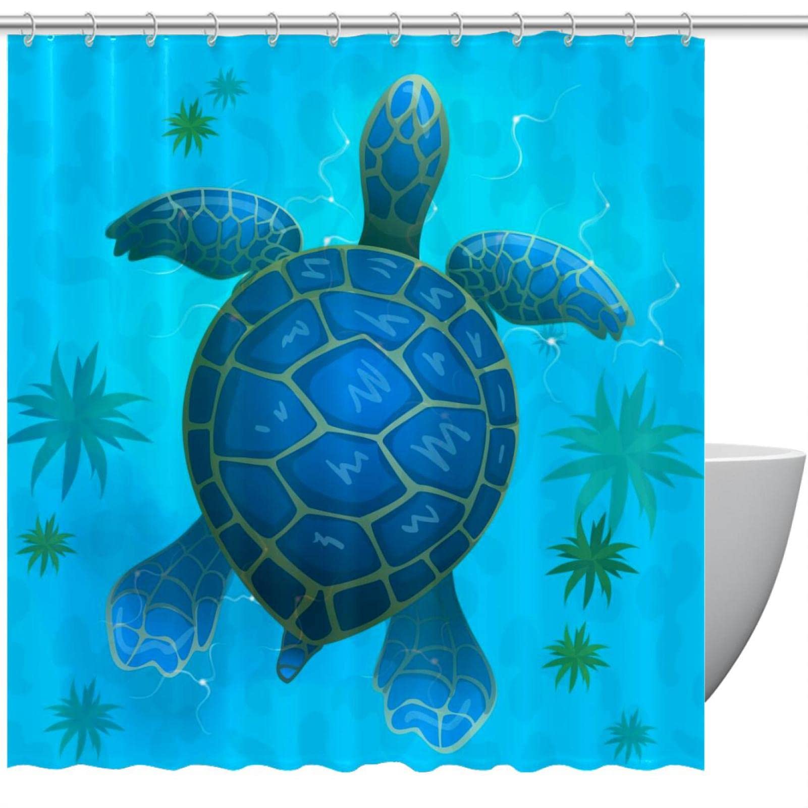 Rideau de douche tortue de mer étanche anti-éclaboussures de 167,6 x 182,9 cm