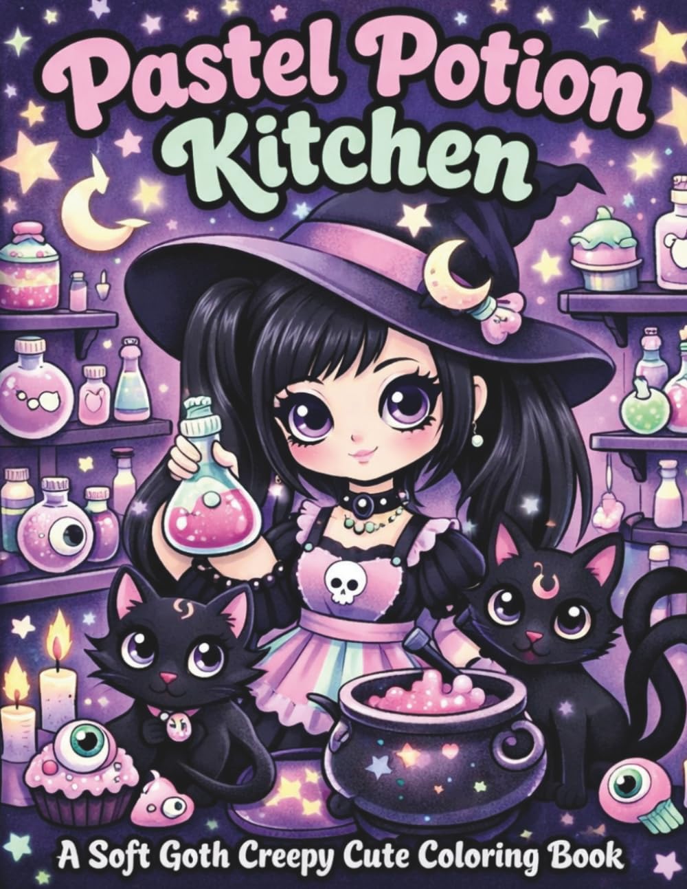 Pastel Potion Kitchen: A Soft Goth Creepy Cute Coloring Book (Pastel Goth Witch Series)