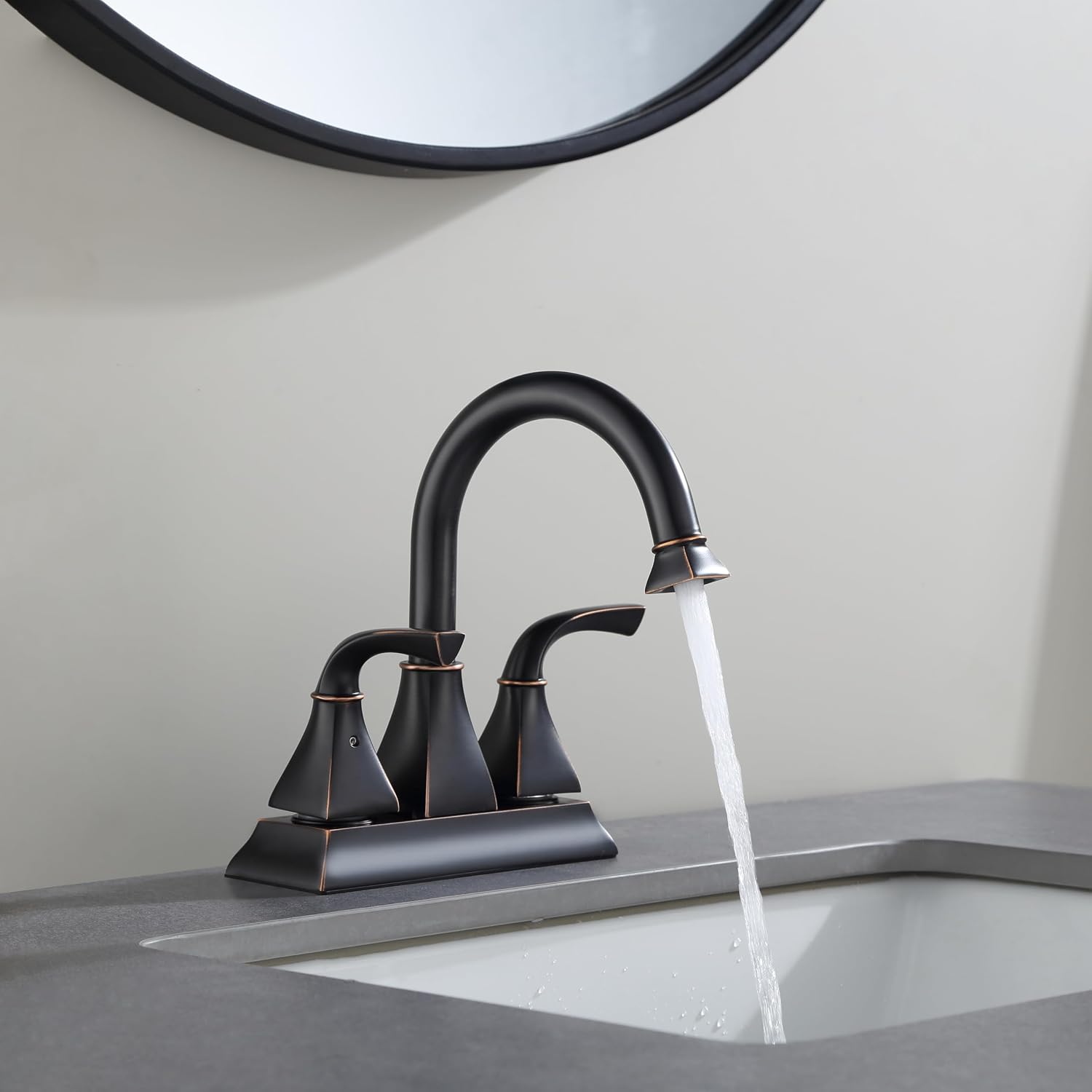 Centerset Bathroom Faucet,4 Inch Two Handle Lavatory Bathroom Sink Faucet with Push up Pop-up Drain,Oil Rubbed Bronze,F-4015-ORB