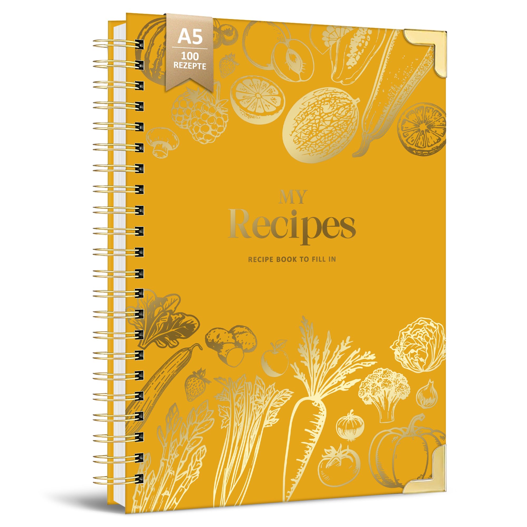 BIROYAL A5 Recipe Book for Own Recipes, Blank Recipe Journal, 100 Recipes