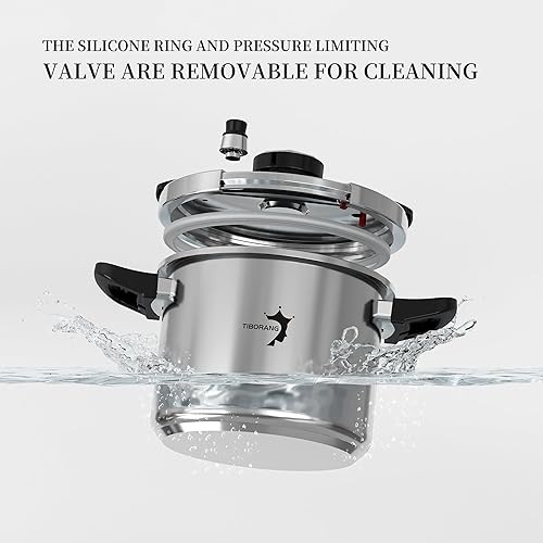 Miniatura 8 de TIBORANG Olla a presión de acero inoxidable de 8.5 cuartos de galón, multicocina para estufa de gas y inducción, ahorra un 70% de tiempo de cocción,