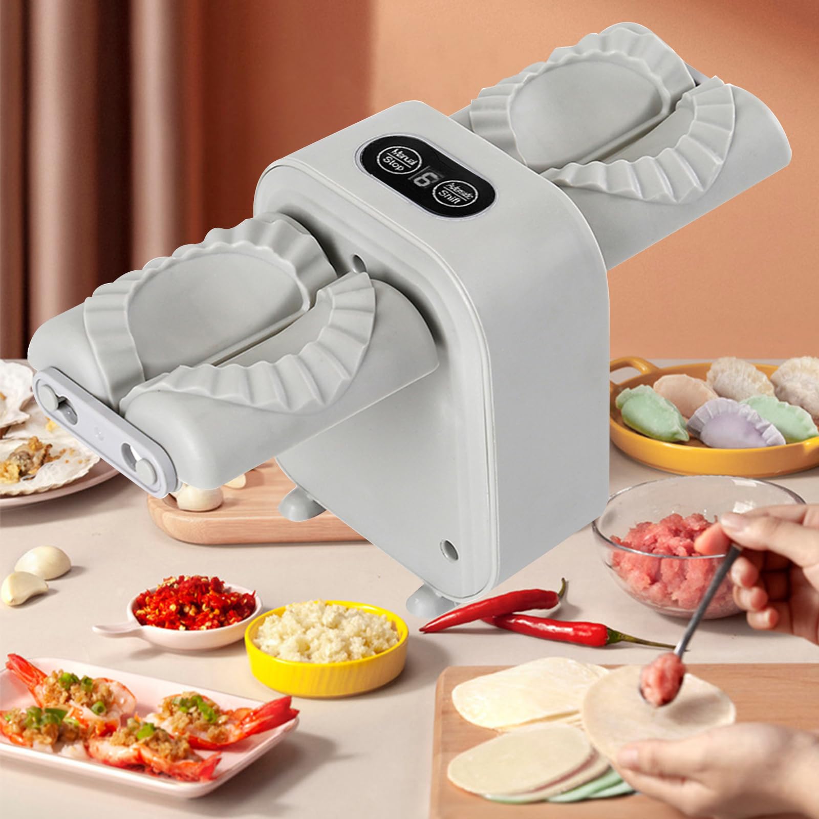 Macchina Automatica per Avvolgere Gnocchi Elettrici - Pressa per Ravioli e Gnocchi Italiani (Grigio)