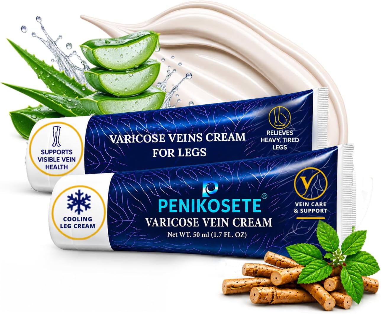 PENIKOSETE Vein Care Cream | Natural Ayurvedic Formula with Ashwagandha | Daily Leg Comfort & Circulation Support | Non-Sticky