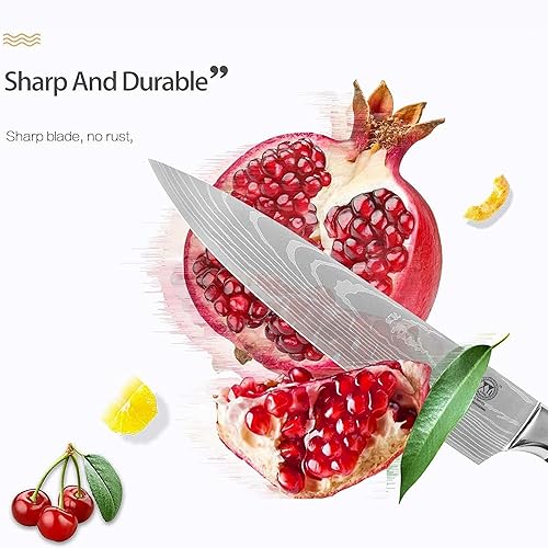 Miniatura 4 de XYJ Juego de cuchillos de cocina de acero inoxidable de 8 piezas con funda de transporte y funda de mango ergonómico para equilibrar bien