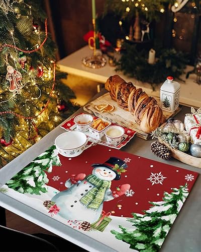 Miniatura 2 de Juego de 4 manteles individuales de cuadros verdes para mesa de comedor, día de San Patricio, camión, gnomo, trébol, a cuadros, rústico, duradero,