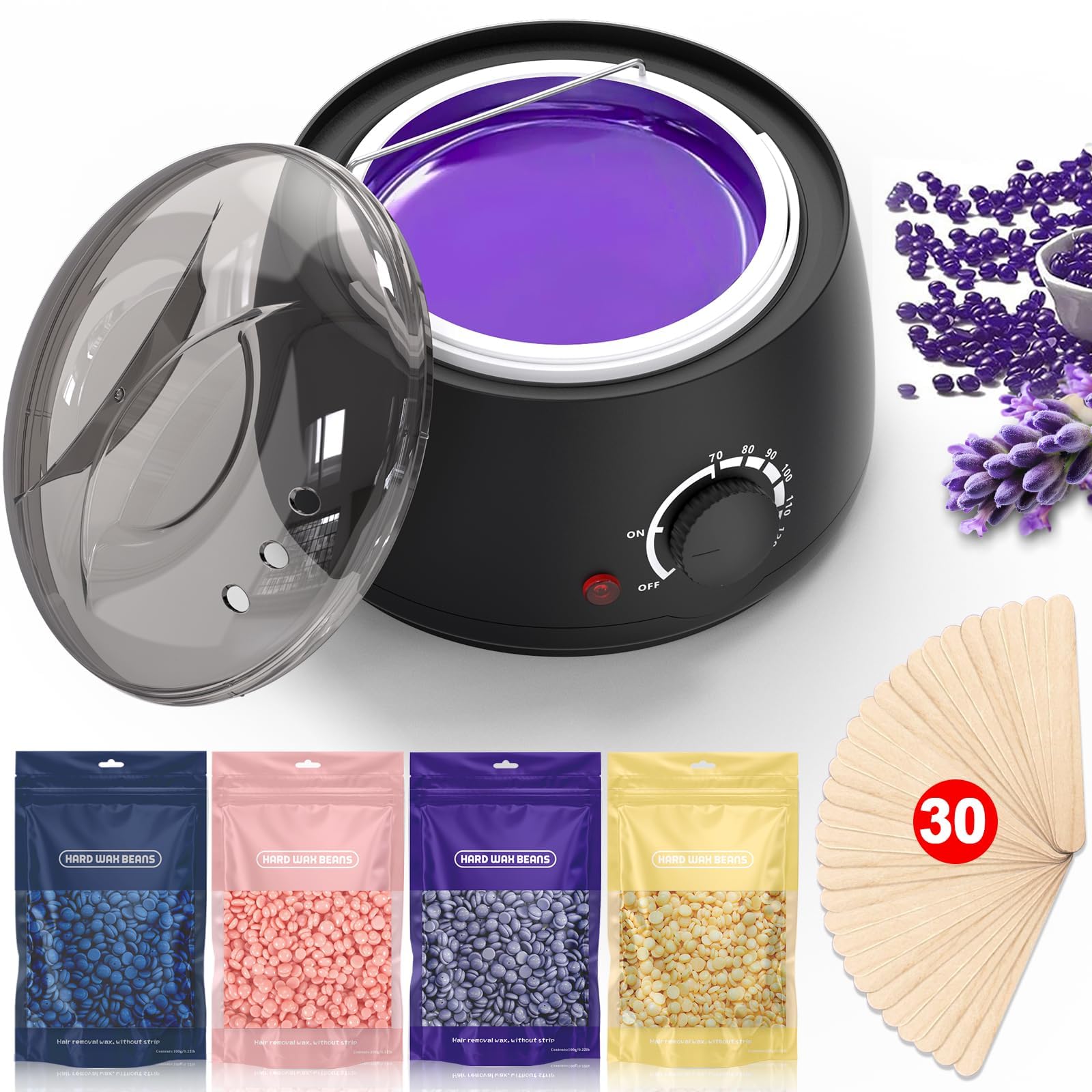 calentadores de cera con 400g cera caliente depilacion (Negro)
