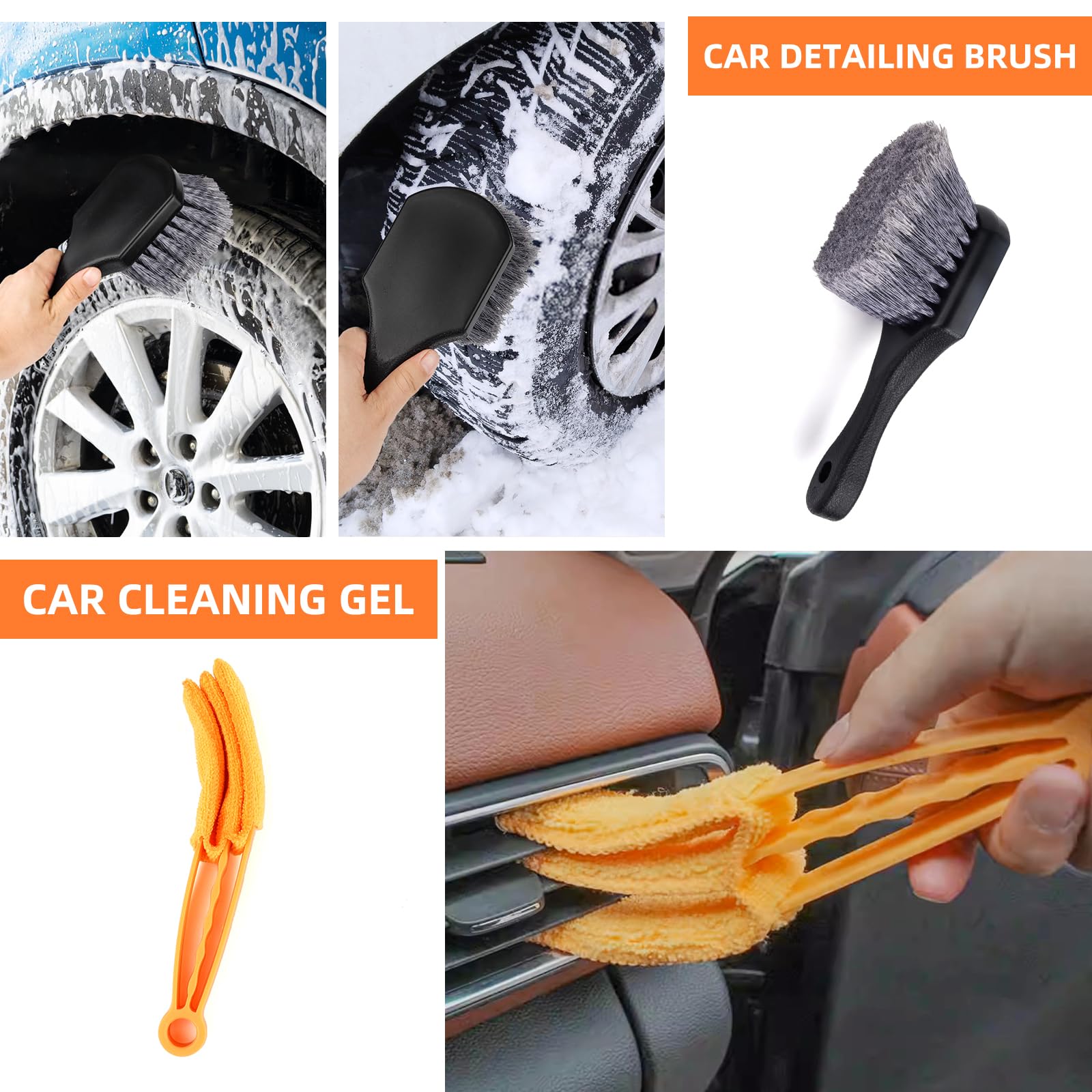 Sayene Set 4 Pezzi Per Pulizia Auto, Spugna E Panni In Microfibra, Con Borsa Portaoggetti, Kit Dettaglio