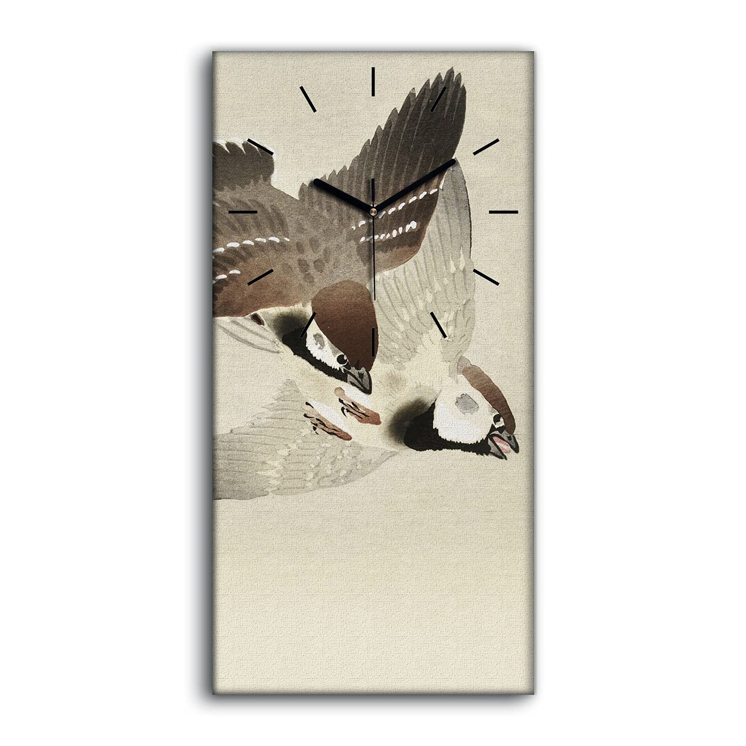 Horloge sur toile Asian Bird Coloray pour grand salon design moderne 30x60