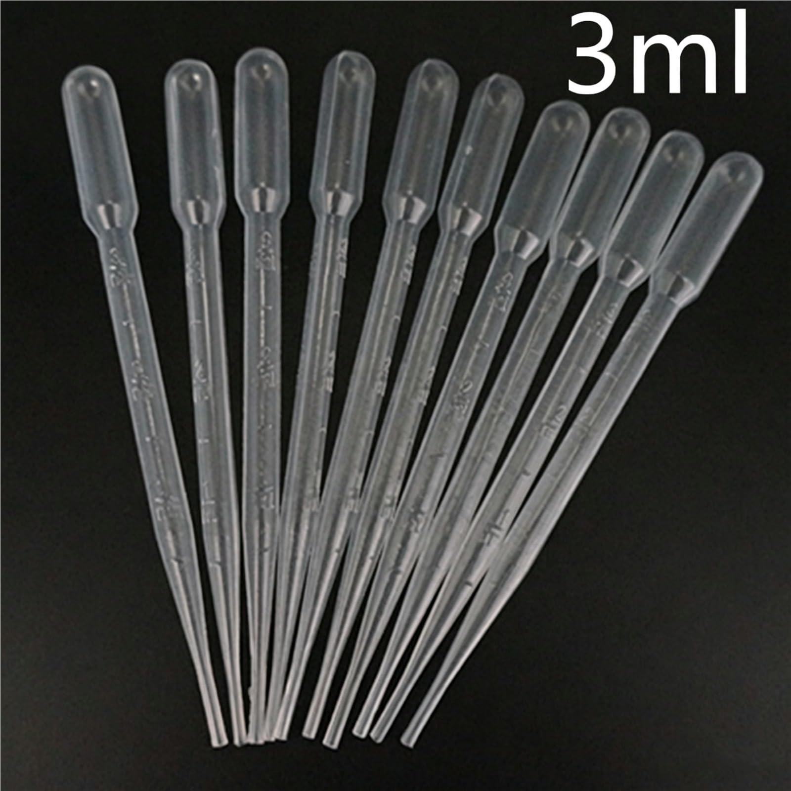 Strumenti da Laboratorio da 3 ml 100/200/500/1000 Pezzi, pipetta Pasteur Graduata in plastica, Strumenti for Il Trucco in polietilene(3ml 100pcs)