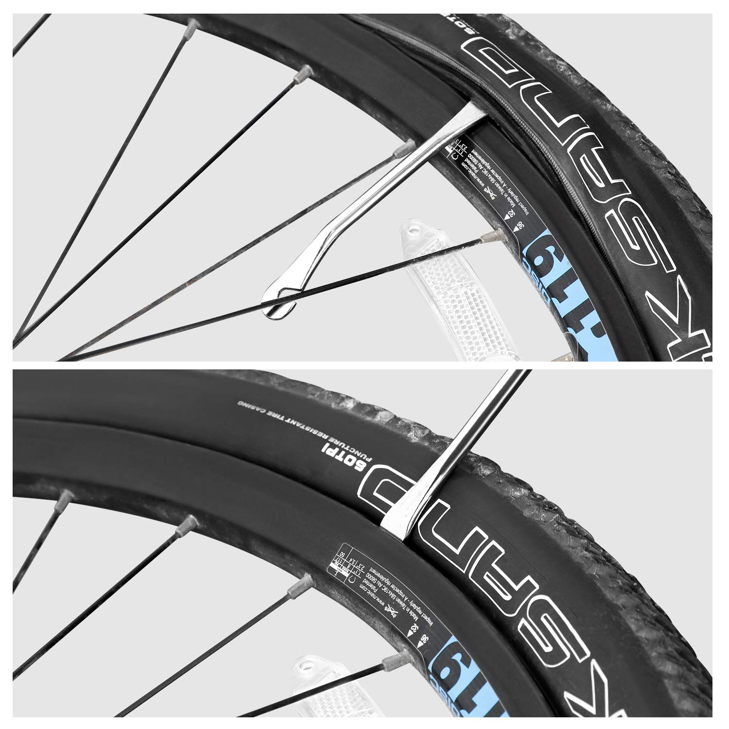 Oumers Kit De Clés à Rayons Vélo 3 Pièces En Acier Forgé + Démonte-pneu : Réglage Et Serrage Faciles Pour écrous 10G à 15G
