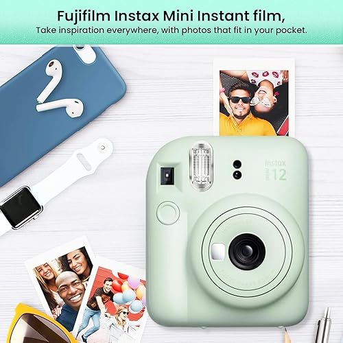Miniatura 7 de Fujifilm Paquete de iniciación de cámara instantánea Mini 12 incluye mini película (60 hojas) + 4 pilas AA + paño de limpieza de lentes (verde menta)