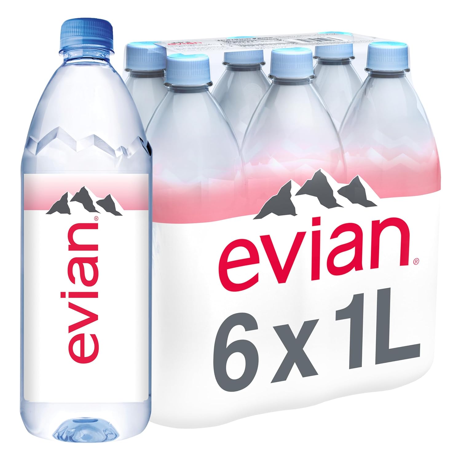 Product image of Evian Natural Spring Water, 1 L bottles, 6 pack