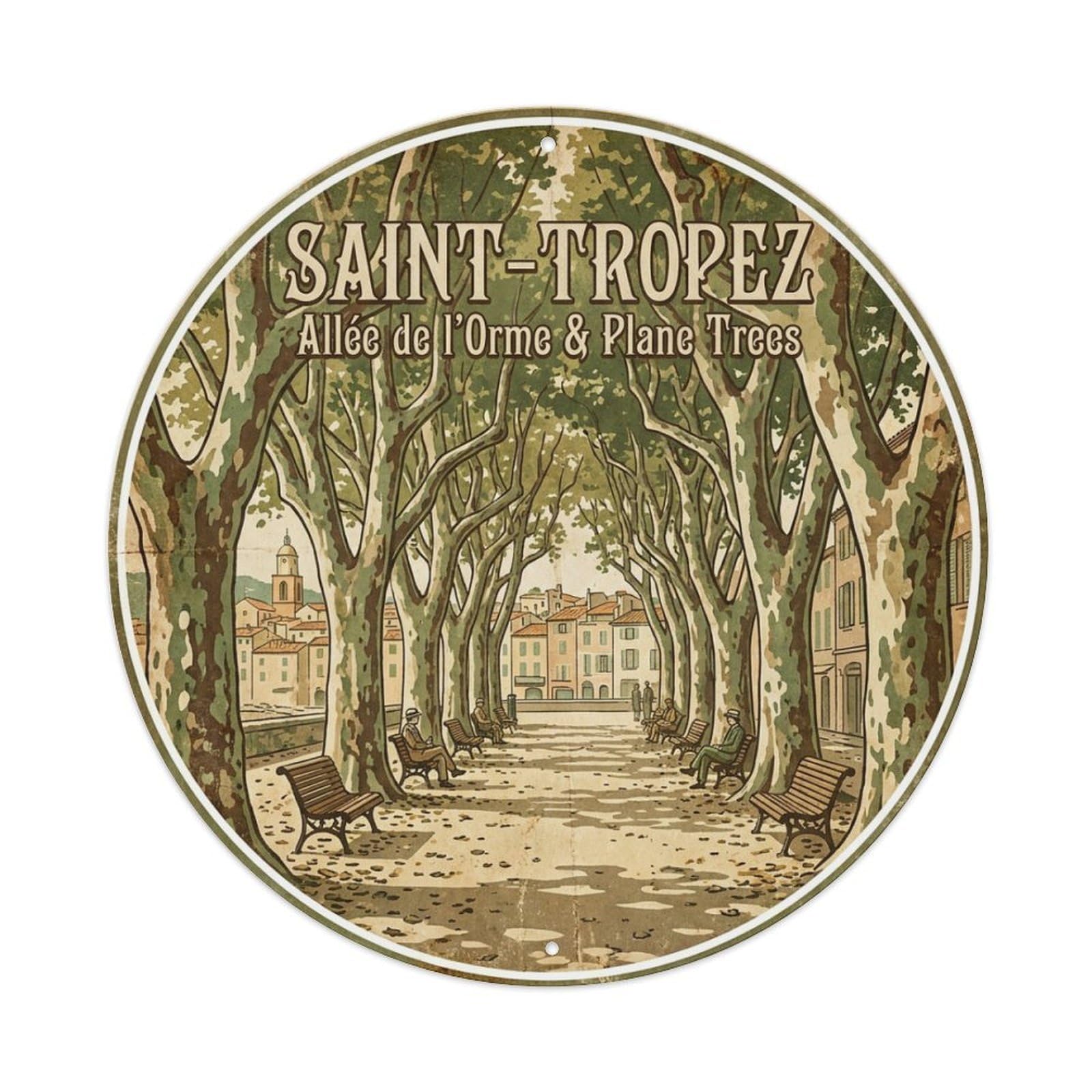 Plane Tree Alley Saint Tropez Riviera City Travel Metal Tin Sign