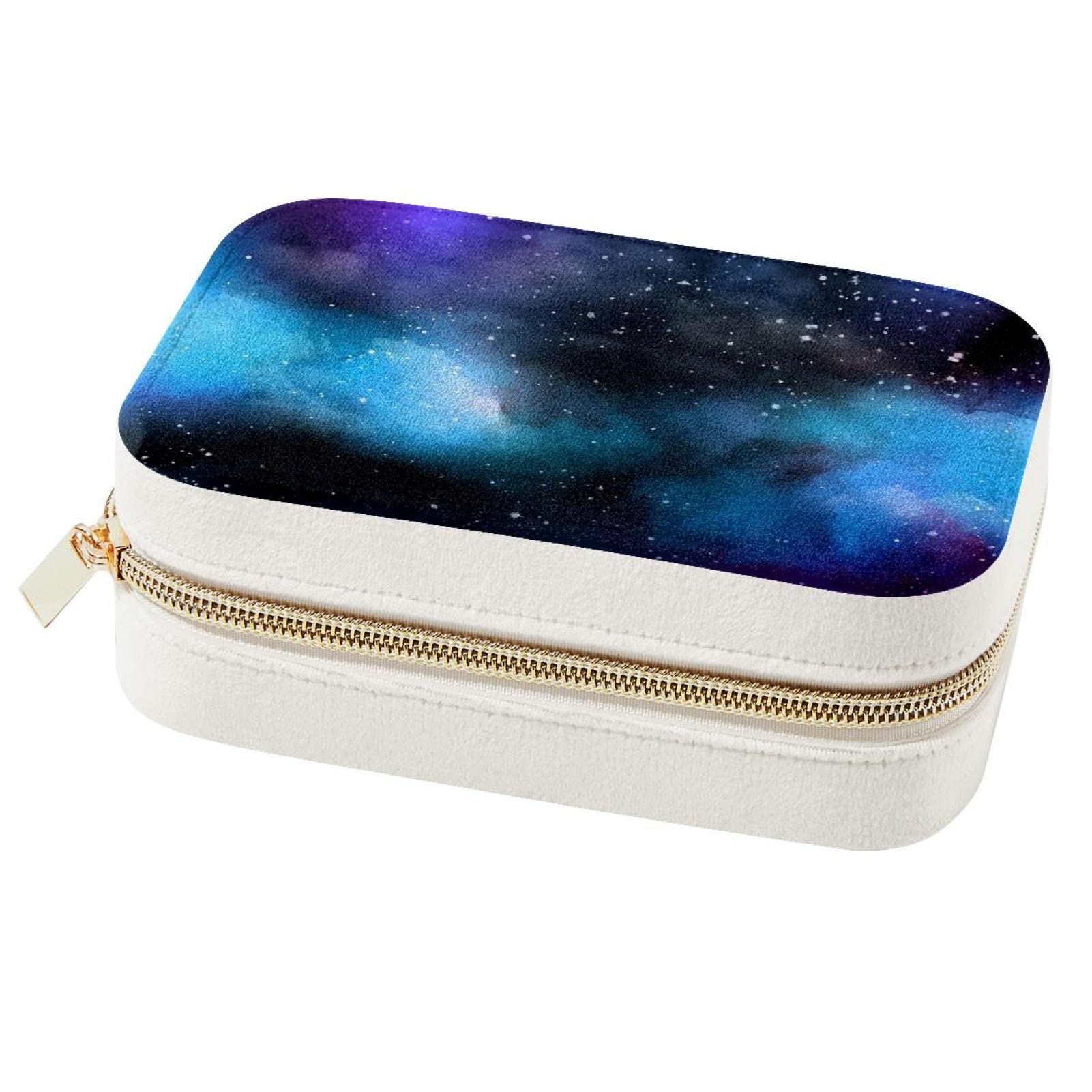 Boîte à bijoux de voyage portable avec texture aquarelle pour fille