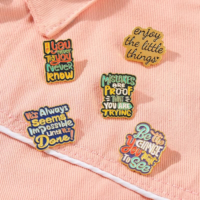 ROFARSO Proverb Saying Letter Enamel Lapel Pin Set Motivational Speech Letter Pin, Accessory for Backpacks Clothing Bags Hats Shirts (5piccs pin set) - Image 6