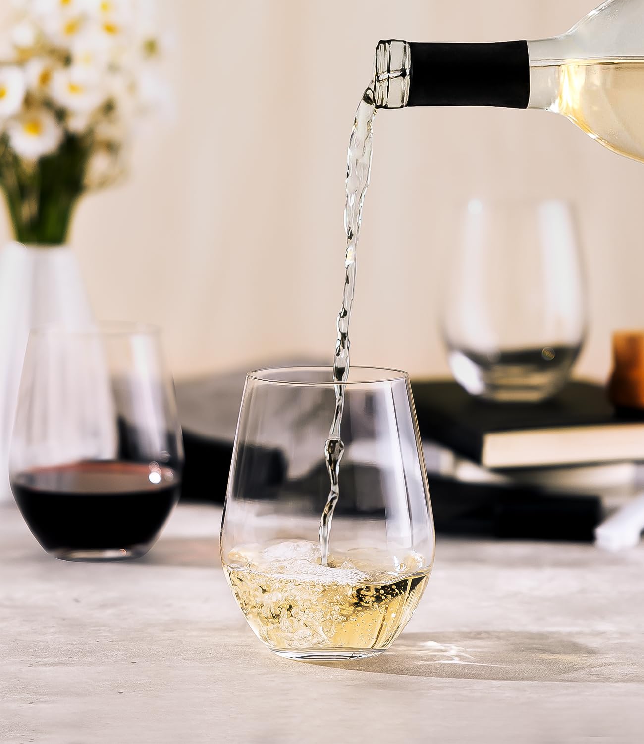 Juego de 6 copas de vino de plástico irrompibles sin tallo, copa de vino de plástico Tritan sin BPA, copa de vino reutilizable para uso al aire libre, piscina, fiesta, campamento, 16 onzas,