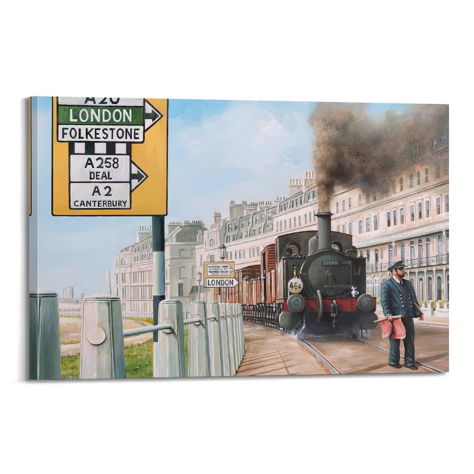 ZSZWHJ Vintage Industrial Art Poster Railway Track Train Poster Decorative Painting Canvas Wall Posters And Art Picture Print Modern Family Bedroom Decor Posters 20x30inch(50x75cm)