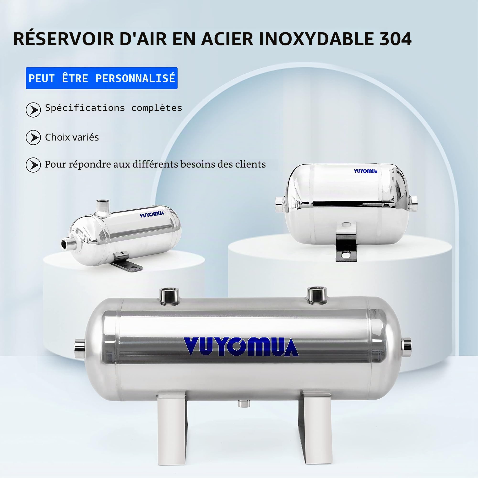Mini réservoir d'air et d'eau Portable en Acier Inoxydable 304 Haute Pression (10 L-SG)