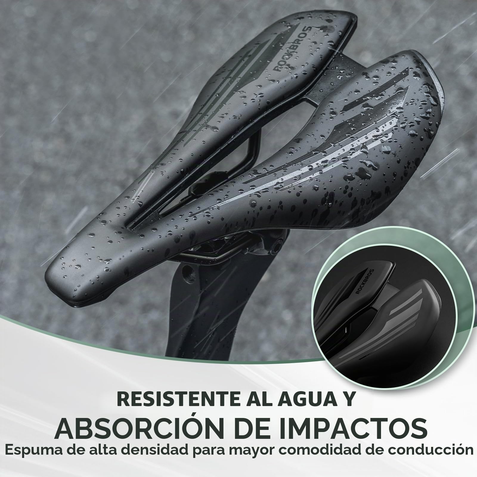 ROCKBROS Sillín de Bicicleta Cómodo Asiento Bicicleta Ergonómico Transpirable Sillín Ultraligero a Prueba de Agua para Bicicletas de Carretera 14,5 * 25cm