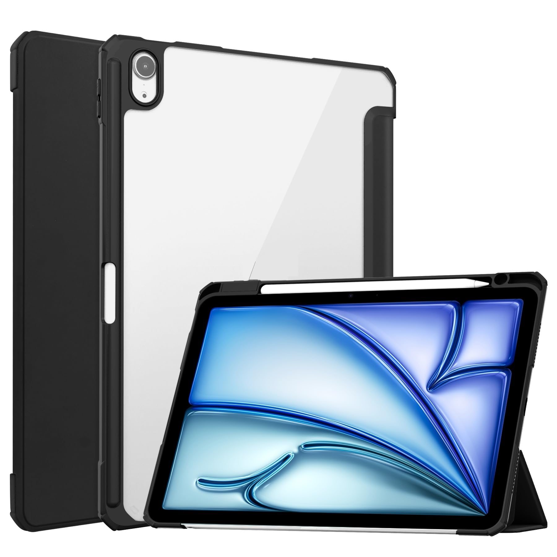 Coque iPad Air 11 2024 fine étui transparent antichoc avec support stylet - 8