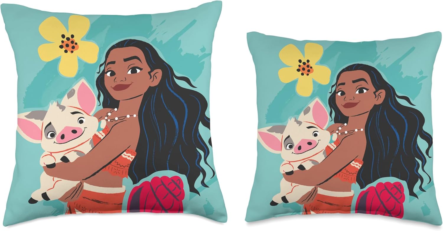 Disney Princess Moana and Pua Teal Throw Pillow