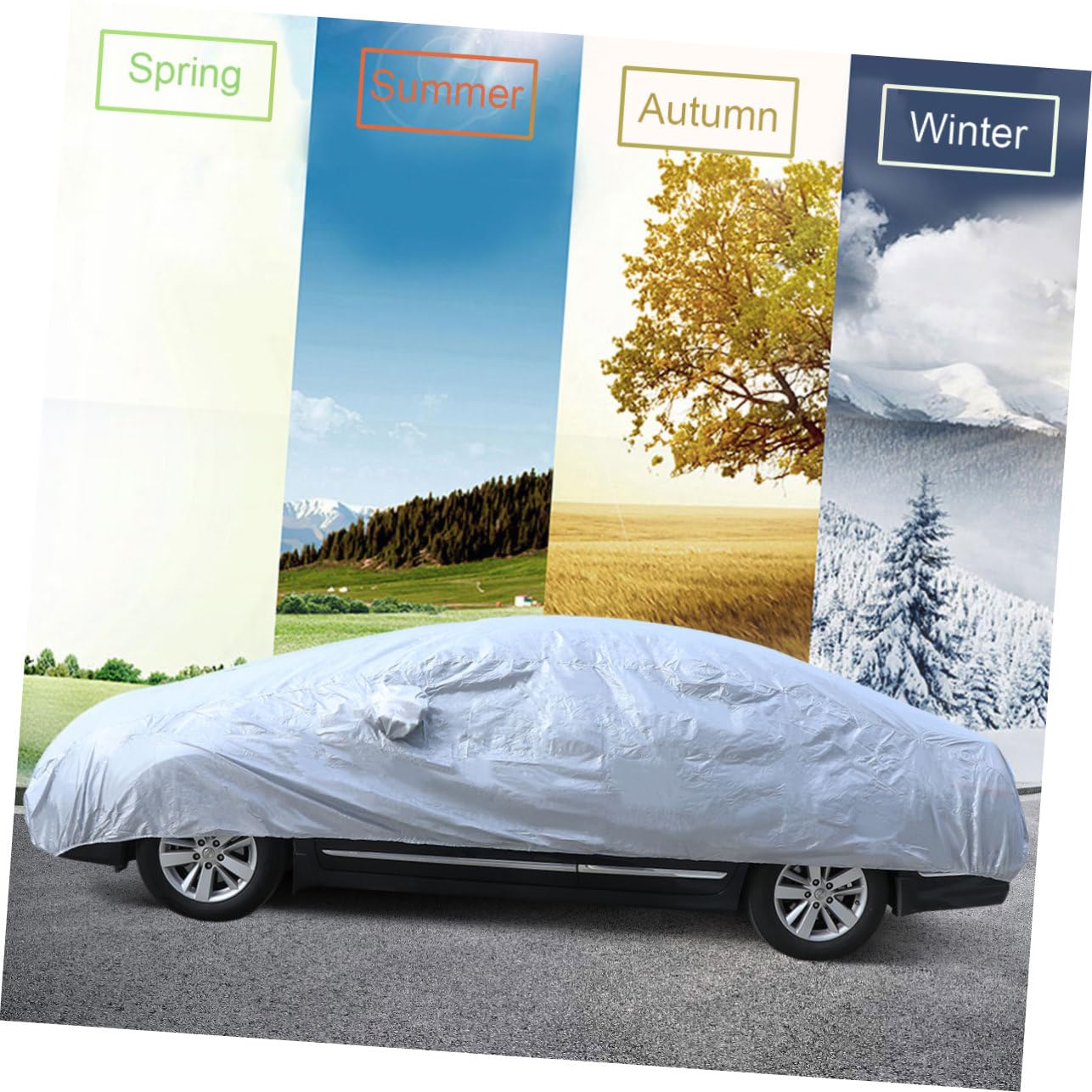 Ciieeo Car Cover Silver Outdoor Protector for Snow Uv and Rain for and SUV Easy to Store and — view 3