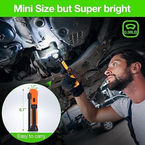 Miniatura 3 de DreamColor Luz de trabajo LED 4 en 1, luz de trabajo recargable con luz de antorcha, base magnética y gancho oculto, plegable y ligera rotación de