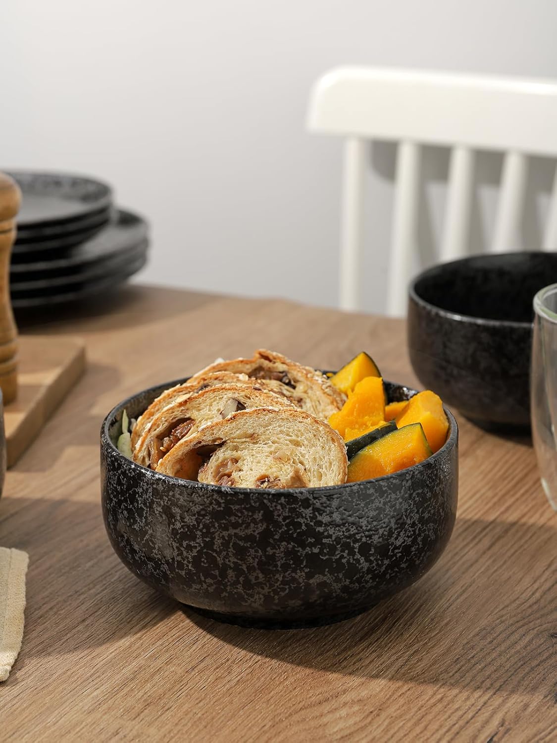 Kanwone Ceramic Bowls - 32 Ounce Bowl Set for Cereal, Salad, Noodle and Soup, Japanese Noodle Bowls - Set of 4, Black, Microwave and Dishwasher Safe - Image 6