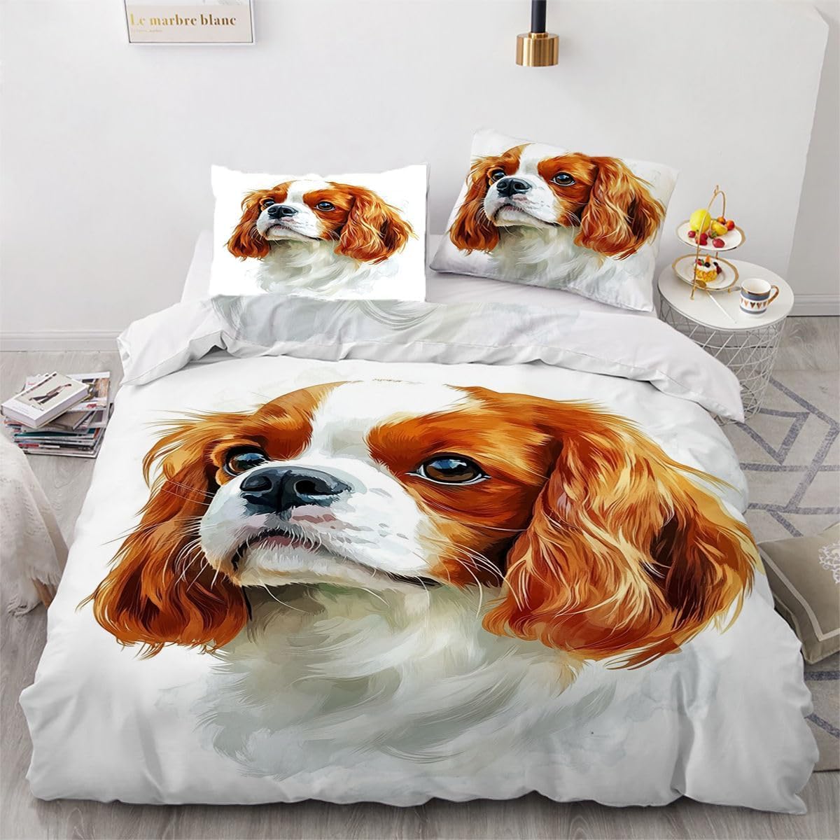 Parure de lit Cavalier King Charles 140x200 cm, l'idée cadeau parfaite pour les passionnés de chiens