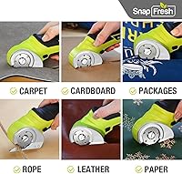 Vista 3 de SnapFresh Tijeras Eléctricas Inalámbricas, Cortador de Caja Mini Eléctrico de 4V, Herramienta de Corte de Alfombra y Cartón con Hoja